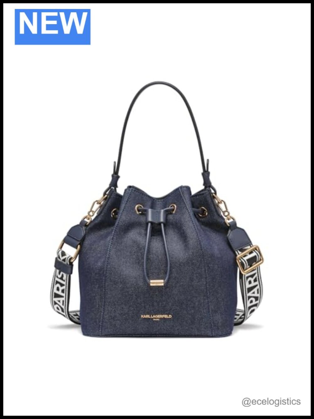 Karl Lagerfeld Adele Bucket Handbag Denim Cotton Shoulder Bag